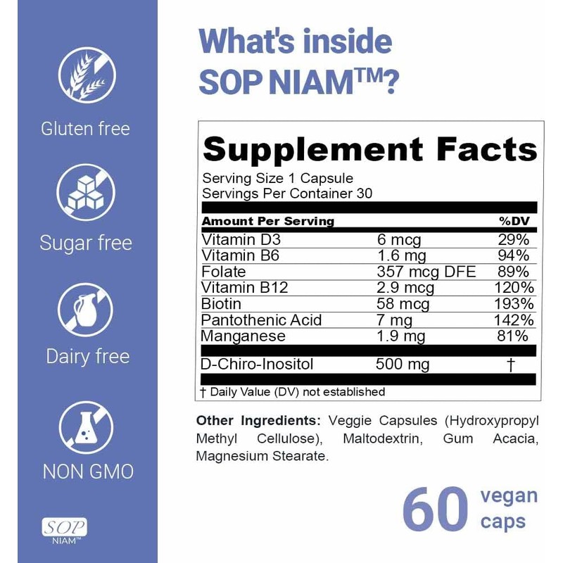 SOP NIAM - Complemento alimenticio con D-Chiro Inositol, vitaminas y