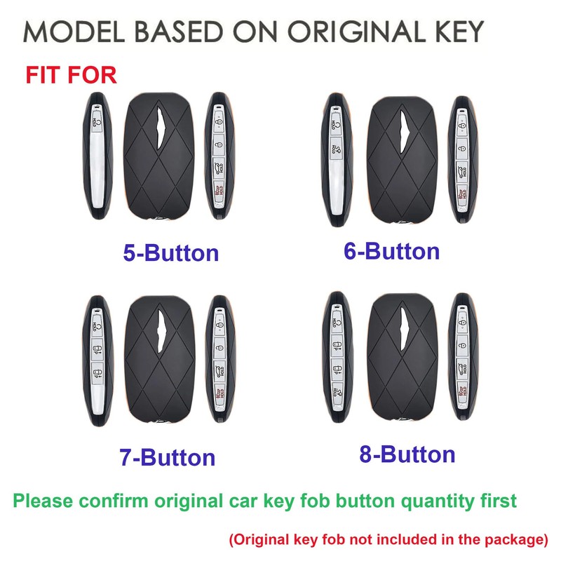 Hontumax Premium Leather 5-Button Key Fob Cover Case for Genesis