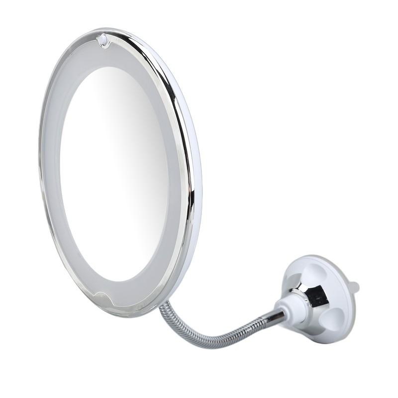 8 Inch Suction Cup Makeup Mirror 10X with LED White