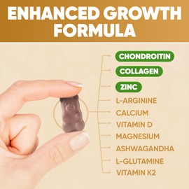 Height Growth Increase Vitamin Gummies, Calcium 100mg, Magnesium Glycinate 30mg, Zinc, Ashwagandha, Vitamin K2 D3 25mg Grow Tall Maximizer Supplement, Multivitamin for Kids, Teens Boy & Girl, Adults