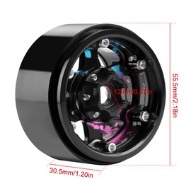 GLOBACT Aluminum 1.9 Beadlock Wheels Splash Anodizing Offset -10.5mm RC Wheel Hub for AXIAL SCX10 TRX4 TRX6 REDCAT GEN7 GEN8 RC4WD D90 Gmade 1/10 RC Crawler Upgrade (4PCS)
