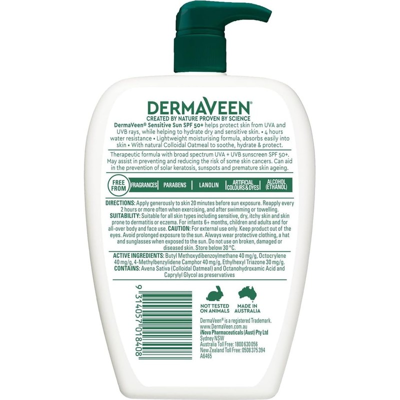 DermaVeen Sensitive Sun SPF 50+ Moisturising UVB + UVA Sunscreen