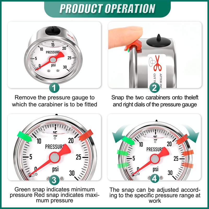 BOGERDACK 0-30psi Stainless Steel Glycerin Liquid Filled Pressure Gauge 1/8"