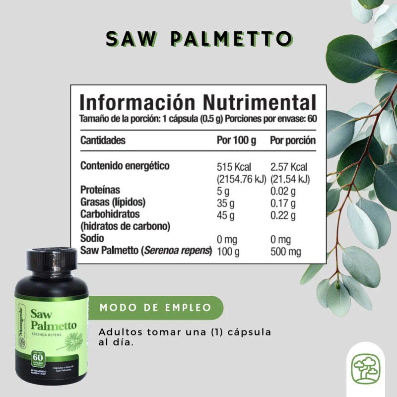 Saw Palmetto Cápsulas Salud Próstata 1000 Dura Mes Momosie