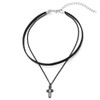 COOLSTEELANDBEYOND Ladies Womens Two-Rows Black Choker Necklace with Black Chain