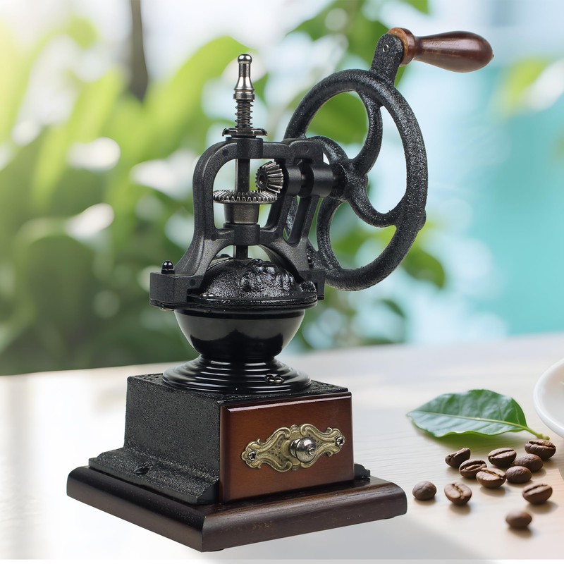 XINQUILIFY Manual Burr Coffee Grinder,Home Vintage Style Wooden Hand Crank