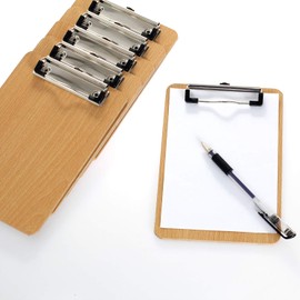 [Pack of 6] A5 Clipbboard 4mm Extra Thick, Density Board, Rubberized Metal Clamp, Durable Paper Holder Writing Memo Document Form Holder, Wood Writing Board, Rounded Corners, TKD8010