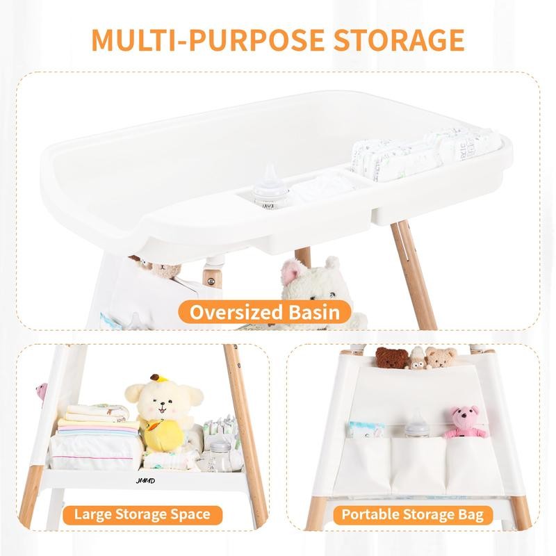JMMD Baby Changing Table, Changing Station for Nursery, Adjustable Height