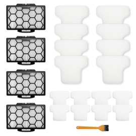 Fixcracked CZ350 Filter Replacement for Shark CZ351 CZ2001 Vertex Canister Pet Bagless DuoClean PowerFins Corded Vacuum Part XHPCZ350 XFFKCZ350, 4 Post-Motor Filters, 8 Foam Filters