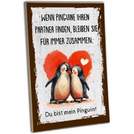 schilderkreis24 - Eternal Penguin Love Wooden Sign - Couples Gift for Valentines Day & Anniversaries