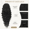 PEACOCO Ponytail Extension 20inch Long Synthetic Drawstring Ponytail Afro Curly
