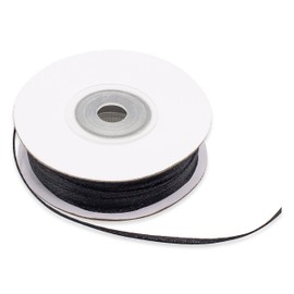 Black Double Satin Ribbon 3mm Satin Ribbon for Party Favours Wedding Christening Communion Confirmation Christmas Party 50m Roll