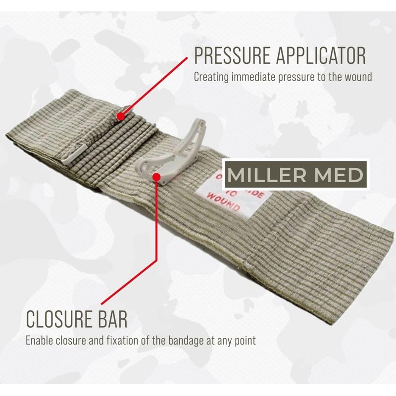 MillerMed Israeli Compression Bandage Vacuum Sealed to Effectively Stop/Reduce Blood