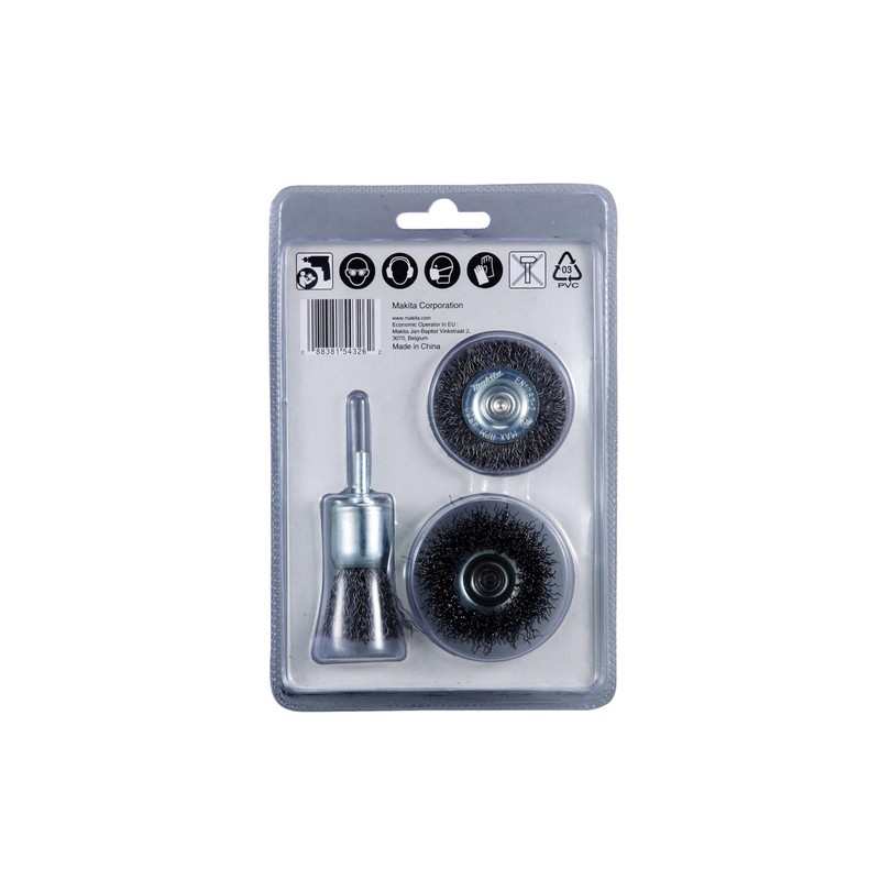Makita D-66070 Wire Brush Set 3-Piece for Rust Removal and