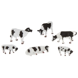 Bachmann Trains - FIGURES - COWS - BLACK & WHITE (6pcs/pk) - HO Scale