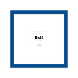 8x8" Square Picture Frame, Display Pictures 4x4" With Mat or 8x8" Without Mat, Wall Hanging & Free Standing Photo Frame, Blue, 1 Pack