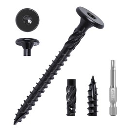 FIXLINK #14 x 2-7/8 Inch Exterior Deck Screws 55pcs, Heavy Duty Structural Wood Screws, T30 Star Drive Flat Countersunk Head, Rust Resistant Black Timber Screws for Decking/Framing/Landscaping/Fencing