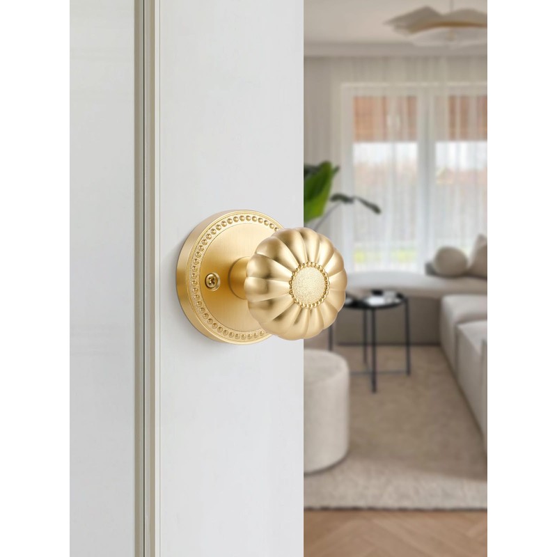 SORWDUERM Gold Door Knobs Passage Door Knobs Brushed Gold Interior