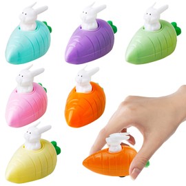 Qunkun Set of 6 Rabbit Car Set, Wind-Up Figures Rabbits, Wind Up Easter Bunnies, Car Toy, Wind Up Toy Rabbits, Easter Decoration, Driving Rabbits, Perfect as an Easter Gift for Children