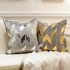 Set of 2 Velvet Throw Pillow Covers Patchwork with Gold