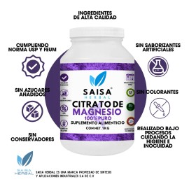 Citrato De Magnesio 1 Kg. Y Citrato De Potasio 1 Kg. Sin Sabor
