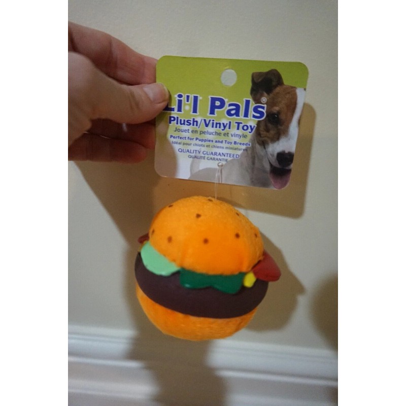 LIL PALS NWT LIL PALS DOG TOY PLUSH/VINYL HAMBURGER