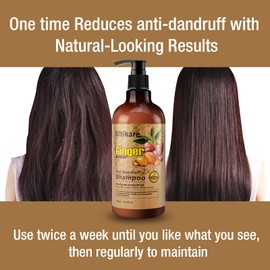 Ultikare Ginger Shampoo for Dandruff Hair, Anti-Dandruff Treatment - Itchy Dry Scalp Care Shampoo Ginger Extract Oil Strengthen Hair Formula, for Men and Women