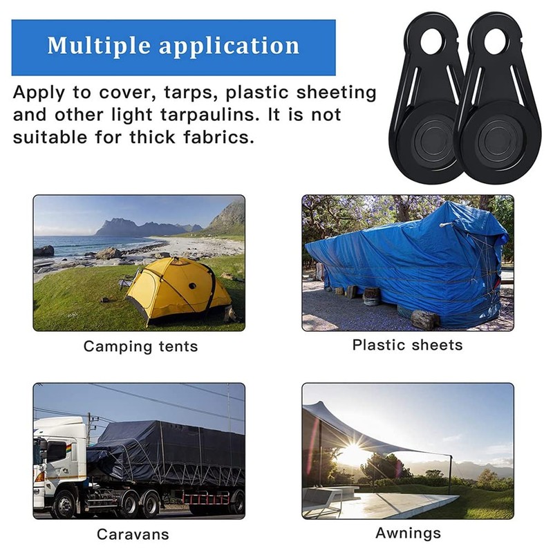 Yeruvce Tarp Grabbers Movable Tarp Clips for Outdoor Camping Tent
