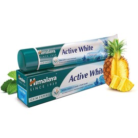 Himalaya Active White Gel, Herbal Vegetarian Toothpaste with Fruit Enzyme for Teeth Whitening, Anti-Germ, for Strong Teeth and Gums, Paraben and Bleach Free, 75 ml (Pack of 6)