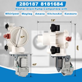 280187 8181684 Washer Drain Pump Filter（OEM）Compatible with Whirlpool Maytag Amana KitchenAid Kenmore Washing Machine, Replaces 285998 8181684 8182819 8182821 46197020148 461970201671 ect.