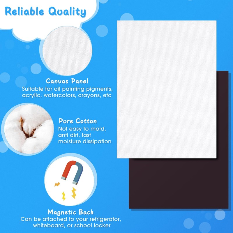 Engrowtic 30 Pcs Mini Magnetic Canvas Panel Boards Magnetic Painting