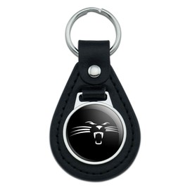 Graphics and More Panther Face Black Leather Keychain