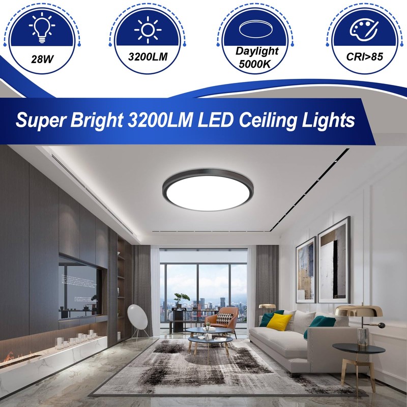 MODERN 6 Pack 28W 3200lm Flush Mount LED Ceiling Light,