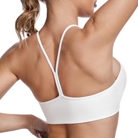 Wingslove Women's Y Back Sports Bra Wireless Low Impact Mesh Breathable Racerback Athletic Workout Yoga Bras with Padded (White,XL)