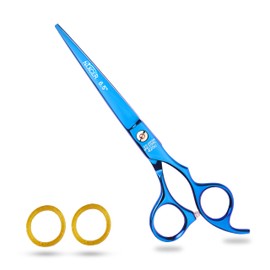 Nixcer Professional Hair Cutting Scissors (6.5 Inch) For Hairdressers - 100% Japanese Steel, Ergonomic Design, Offset Grip, Universal Key Screw Adjustment (BLUE)
