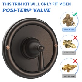 Replacement for Moen T2151ORB Brantford Posi-Temp Valve Trim Kit, Oil-Rubbed Bronze Shower Trim Kit Shower Lever Handle (#2510 Valve Required)