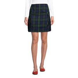 Lands' End Uniform Plaid Side Pleat Skort Above The Knee Hunter/Classic Navy Plaid Womens Regular 4