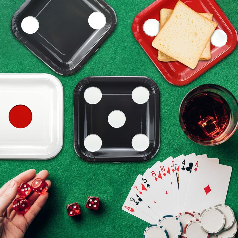 APUXXJUPA Set di 60 piatti a tema dadi da casinò,