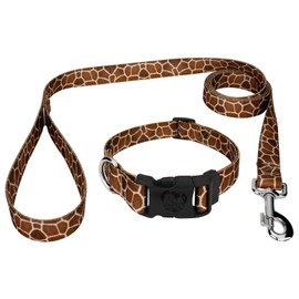 Country Brook Petz - Deluxe Giraffe Dog Collar and Leash - Animal Prints Collection Featuring Wild Designs (1 Inch, Medium)
