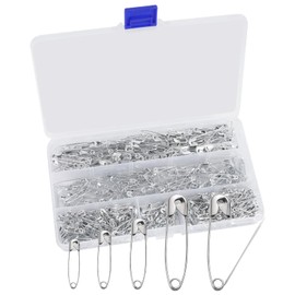 SADOKNS 600 Piece Safety Pins Set - 4 Sizes (19 mm, 22 mm, 28 mm, 38 mm) - Safety Pins Small and Large in Silver, Metal Safety Pin for Crafts, Sewing, DIY, Clothing