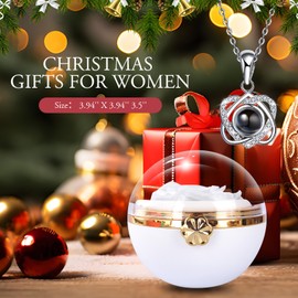 Preserved Real Rose with Heart Necklace , Eternal Flowers Gifts for Women, I Love You Gifts for Mom Wife Grandma Girlfriend, Christmas Valentines Mothers Day Anniversary Birthday Gifts Ideas (white)