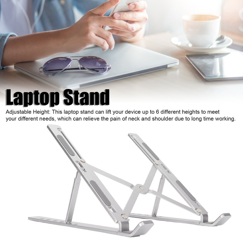 Laptop Stand Aluminium Alloy Adjustable Height Nonslip Rubber Pads Foldable