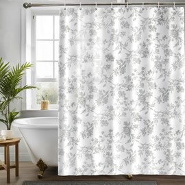Seorsok Sage Grey Shower Curtain, Cotton Floral Cottagecore,Elegant Floral Fabric Shower Curtain Machine Washable Waterproof Bathroom Decor 72x72 inches