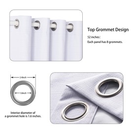 LORDTEX 100% Blackout Curtains for Bedroom - Textured Faux Linen Curtains, Thermal Insulated Sun Light Blocking Grommet Window Drapes for Living Room, Set of 2 Curtain Panels, 52 x 72 Inch, White