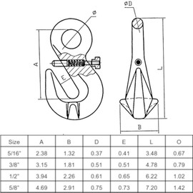 5/16" Grade 80 Eye Grab Hook with Locking Pin Breaking Strength 18000 LBS WLL 4500 LBS