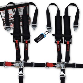 AAAA Aces Racing 5 Point Harness (Pair) Polaris Canam With Bypass plug (Black, 5 Point)