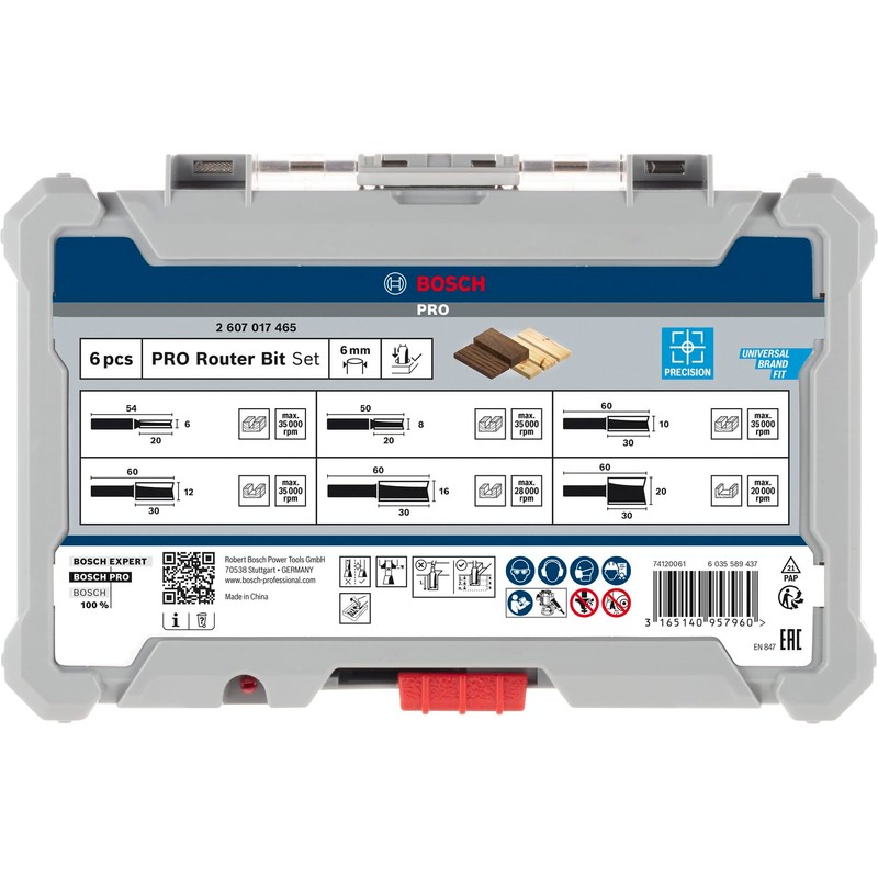 Bosch Professional 6-Piece Groove Cutter Set (for Wood, for Routers