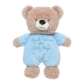 Little Me Plush Bear Rattle with Thank Heaven for Little Boys Embroidery (Blue, 9 inch)