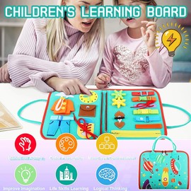 LURNODY Montessori Busy Board Busy Board German Montessori Busy Board Made of Felt Educational Montessori Toy
