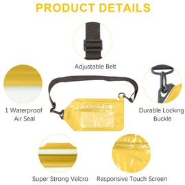 YOUNG WIND Waterproof Waist Bag[2Pack] Waterproof Rating IPX6 to Keep Belonging Dry,Touchable Waterproof Pouch Bag Case Adjustable Waist Strap,Waterproof Bags for Swimming,Beach,Padding-Green+Yellow